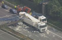 Bridge collapses on UK motorway