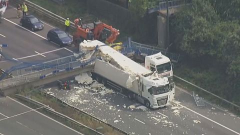 Bridge collapses on UK motorway