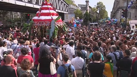 Hindu devotees parade through Paris to celebrate the elephant god Ganesh