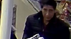 A suspect is seen in surveillance footage posted by Blackpool Police.