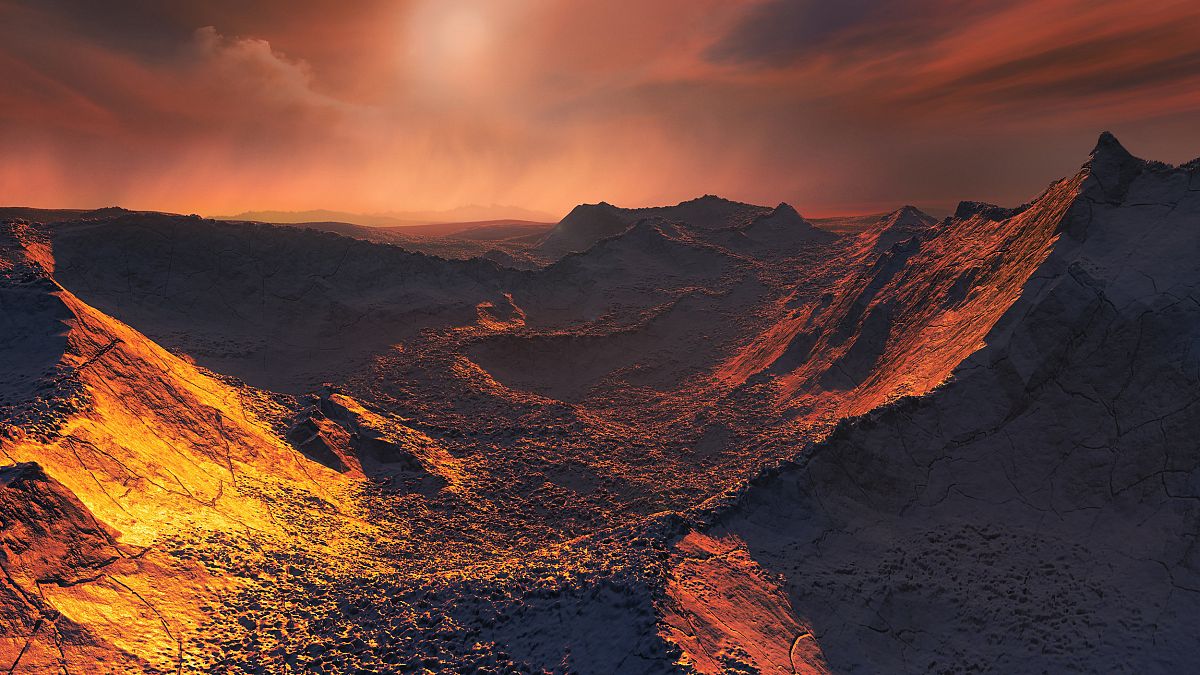 An artist's illustration of the surface of the "super-Earth" planet candida
