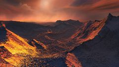 An artist's illustration of the surface of the "super-Earth" planet candida