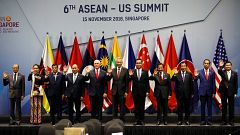 Image: Vice President Mike Pence poses for a photo with ASEAN leaders in Si