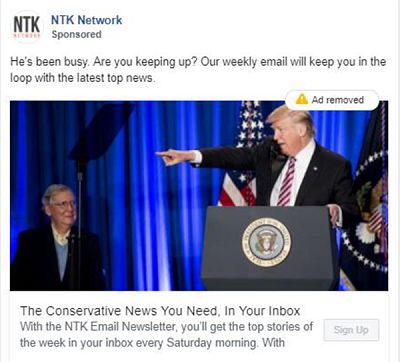 A NTK Network ad on Facebook.