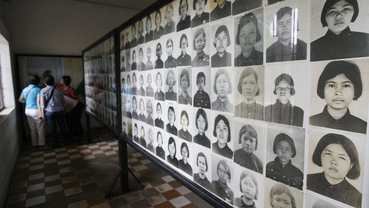 Image: Photos of Khmer Rouge victims at the Tuol Sleng Genocide Museum in 2
