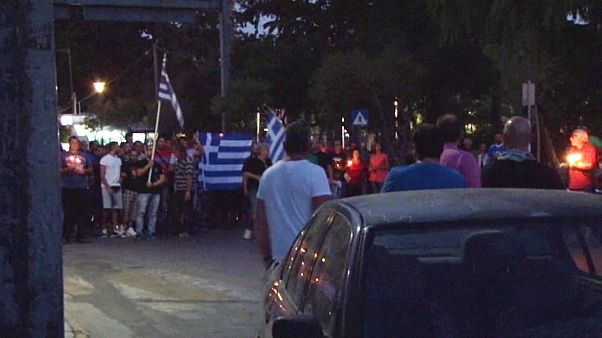 Manifestación contra un campamento de refugiados en la isla griega de Quíos Manifestación contra un campamento de refugiados en la isla griega de Quíos