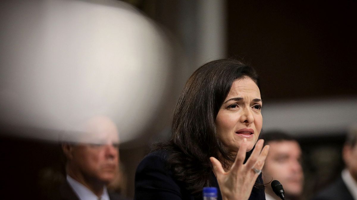 Facebook COO Sheryl Sandberg testifies during a Senate Intelligence Committ
