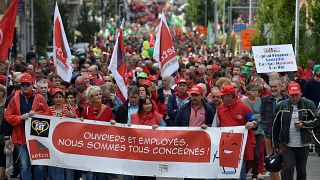 Manifestación en Charleroi contra el cierre de la planta de Caterpillar