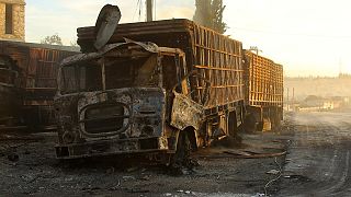 Humanitarian aid convoy hit by air strike in Syria