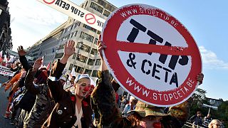 Transatlantic trade deals trigger Brussels demo