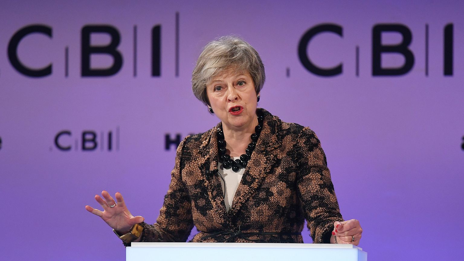 Image: Prime Minister Theresa May delivers speech at CBI Conference
