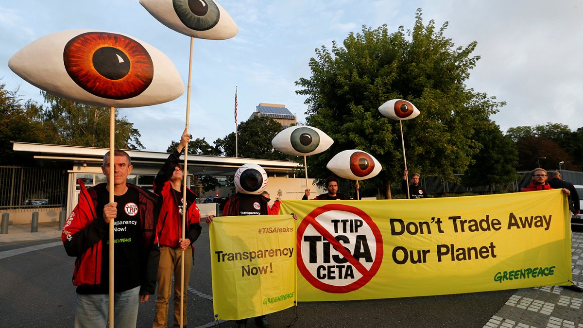 Greenpeace activists in Geneva slam TISA