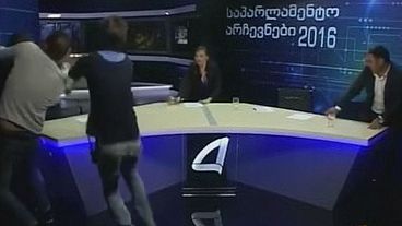 Georgian parliamentary candidates brawl on TV