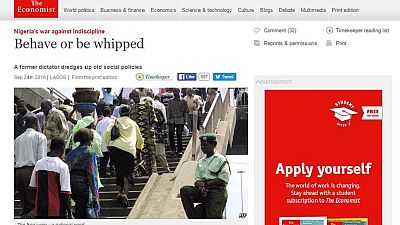 Nigeria 'disciplines' the Economist over 'Behave or be whipped' story