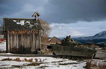 Image: Spanish soldiers in a Pizarro tank as part of the Trident Juncture 2