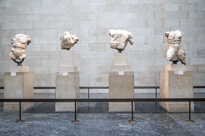 The Elgin Marbles from the Parthenon are on display at the British Museum.