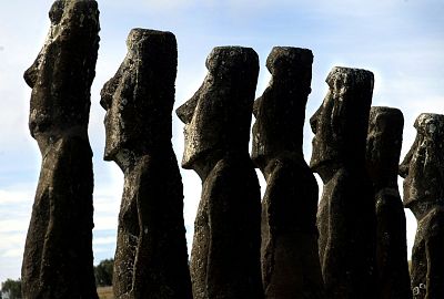 The "Moai" statues on Easter Island, which is situated 2,000 miles west of Chile.