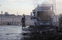 Air attack destroyed aid convoy says UN as Syrian troops close on Aleppo