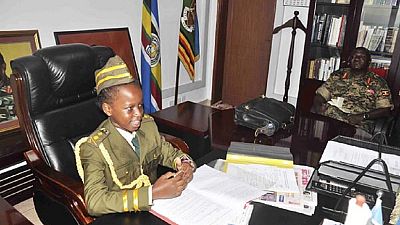[Photos] 8-year-old girl acts as Uganda's army chief for 10 minutes