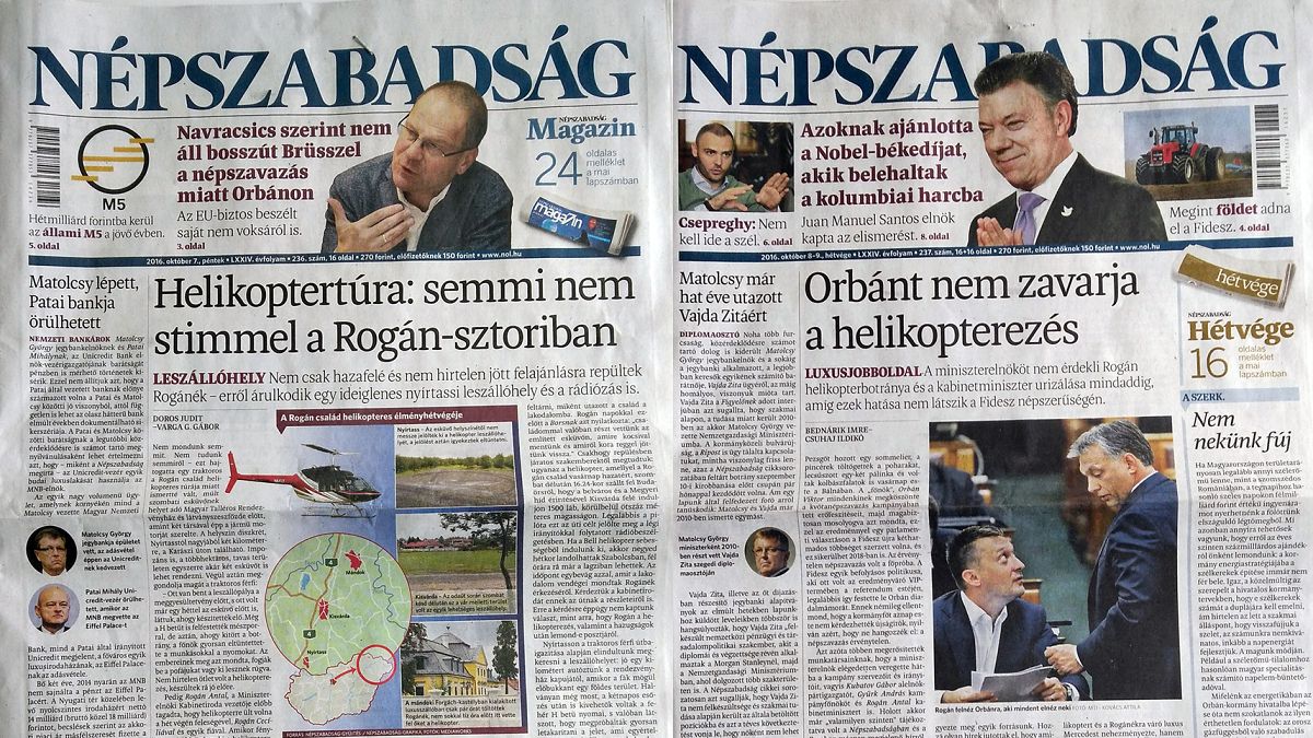Hungarian opposition daily Népszabadság shut down suddenly