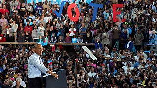 'Reject the dark side' urges Obama at a Clinton campaign rally