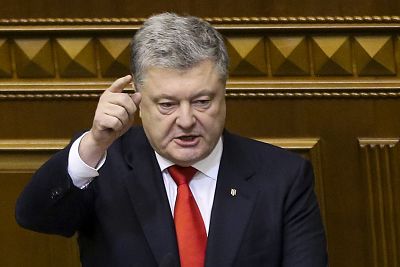 Ukrainian President Petro Poroshenko speaks in parliament Monday.