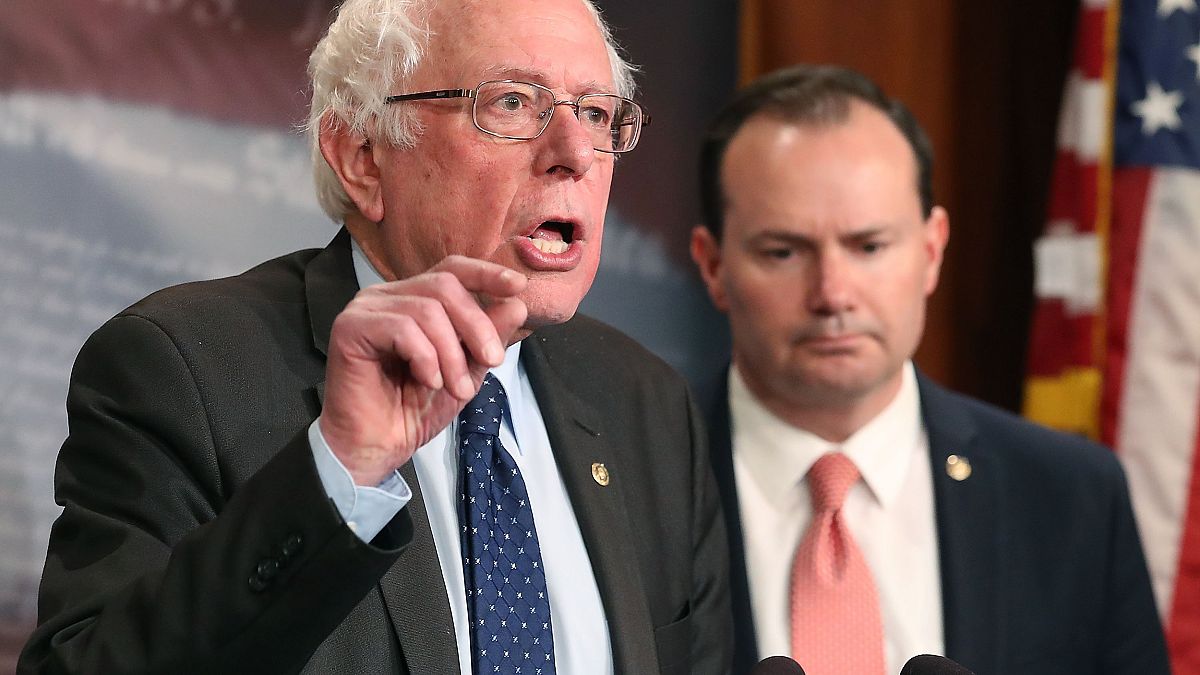 Image: Senator Sanders, Lee, And Murphy Hold News Conference On Removing U.