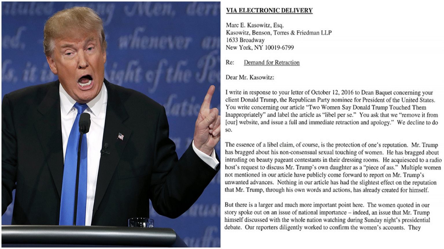 Newspaper hits back at Trump's threat to sue