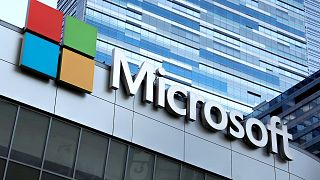 Image: FILE PHOTO: The Microsoft sign is shown on top of the Microsoft Thea