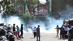 South African police use tear gas to disperse student protesters in Pretoria [no comment]