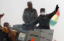 Soldados iraquíes celebran la ofensiva de Mosul