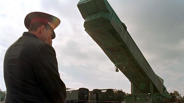Image: A SS-24 nuclear missile booster is extracted from its bunker in Ukra Image: A SS-24 nuclear missile booster is extracted from its bunker in Ukra