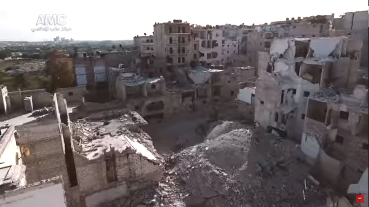 Alep en ruine filmée par un drone