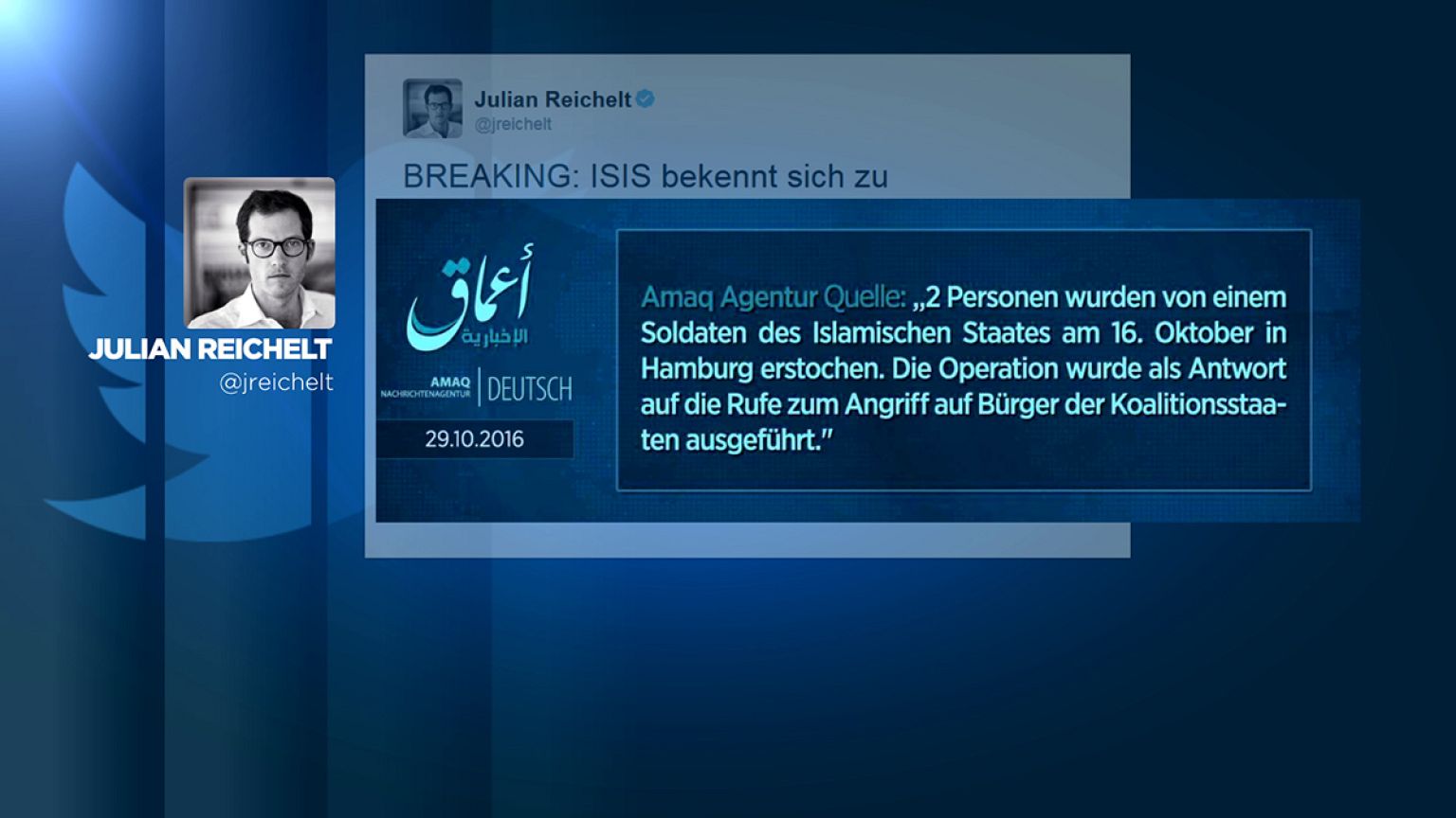 Germania terrorismo: a due settimane dai fatti, Daesh rivendica omicidio di Amburgo