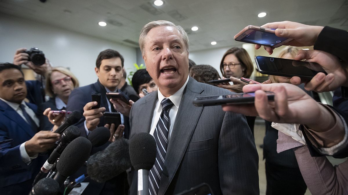 Sen. Lindsey Graham speaks to reporters after a security briefing on the ki