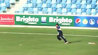 Watch: Cricketer plays on after losing his artificial leg