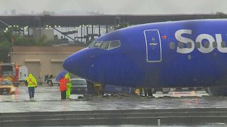 Image: A Southwest Airlines flight slid off the runway at Bob Hope Airport 