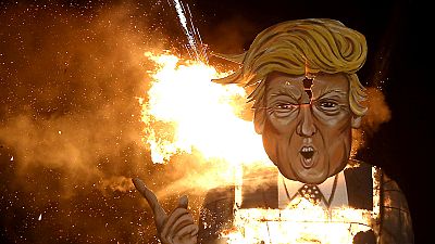 Trump effigy feels the heat during Guy Fawkes Night