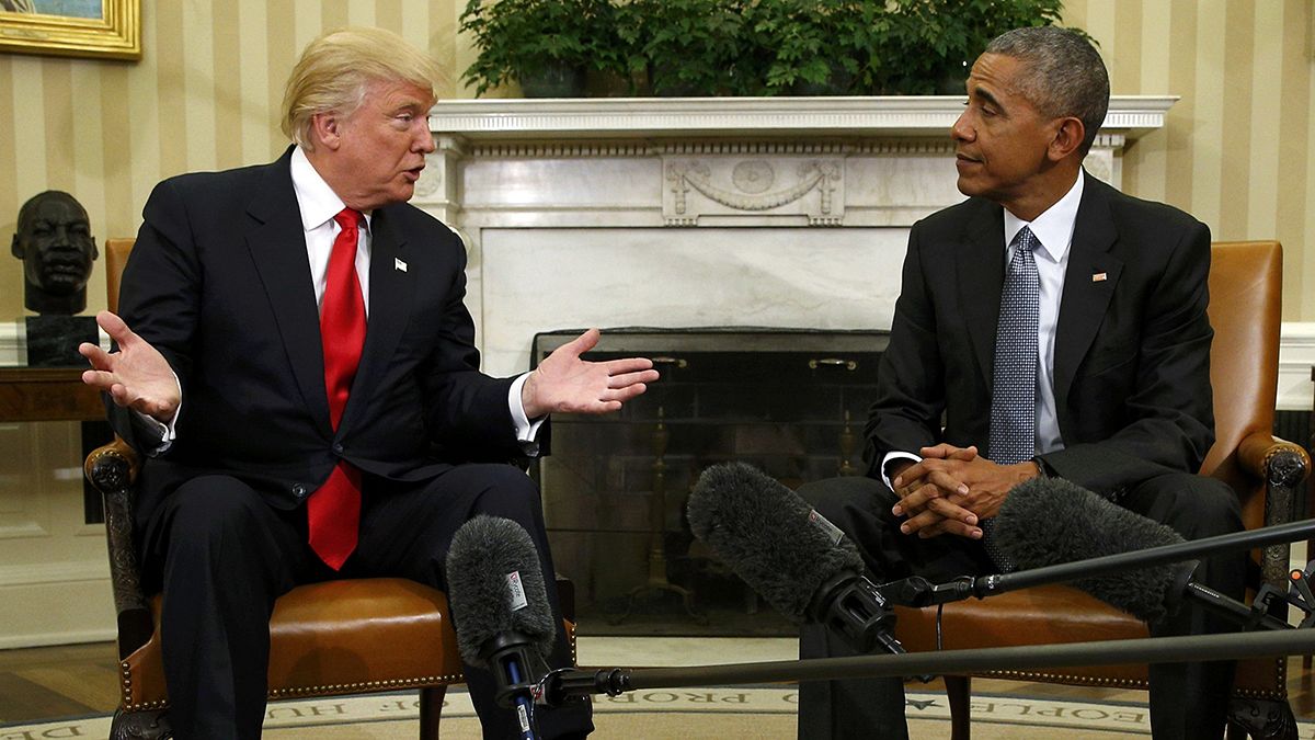 Donald Trump and Barack Obama hold talks at the White House