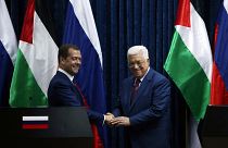 Medvédev en Israel y Palestina en el 25 aniversario del establecimiento de las relaciones entre los dos países.