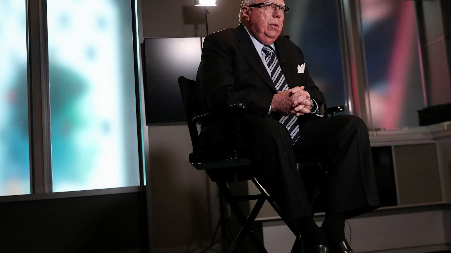 Jerome Corsi speaks during an interview in New York