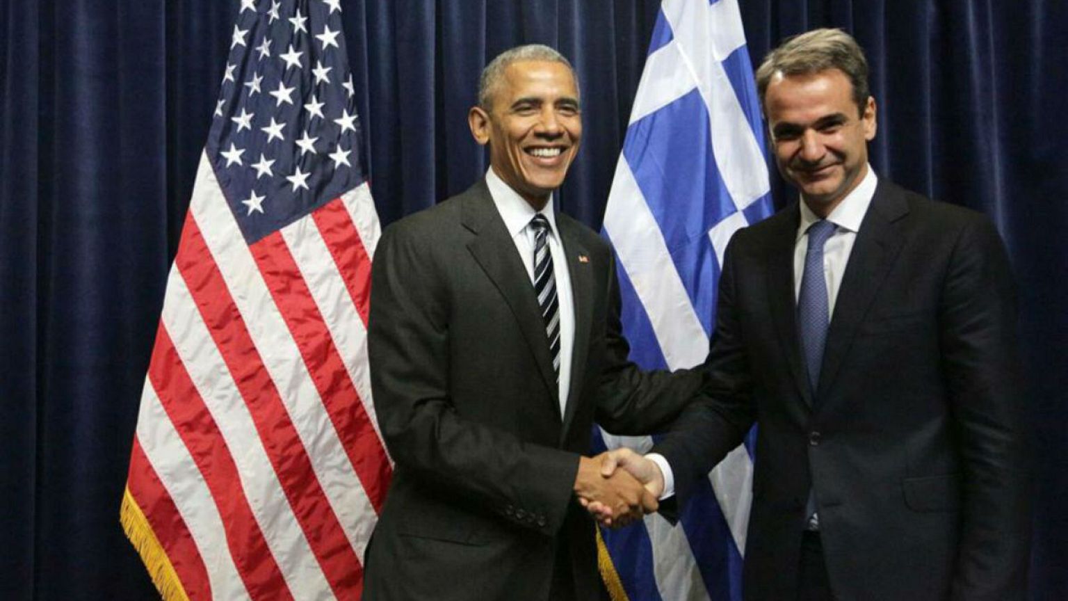 Ολιγόλεπτη συνάντηση Ομπάμα - Μητσοτάκη στο Ίδρυμα Σταύρος Νιάρχος