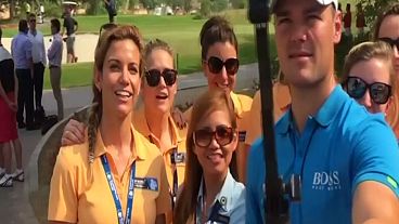 European Tour golfers do the mannequin challenge before DP World Tour Championship