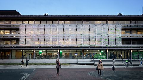 The bioplastic curtains could cover the facades of new or existing building