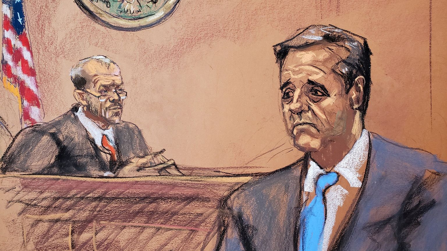 Image: Michael Cohen speaks during his sentencing hearing as Judge William 