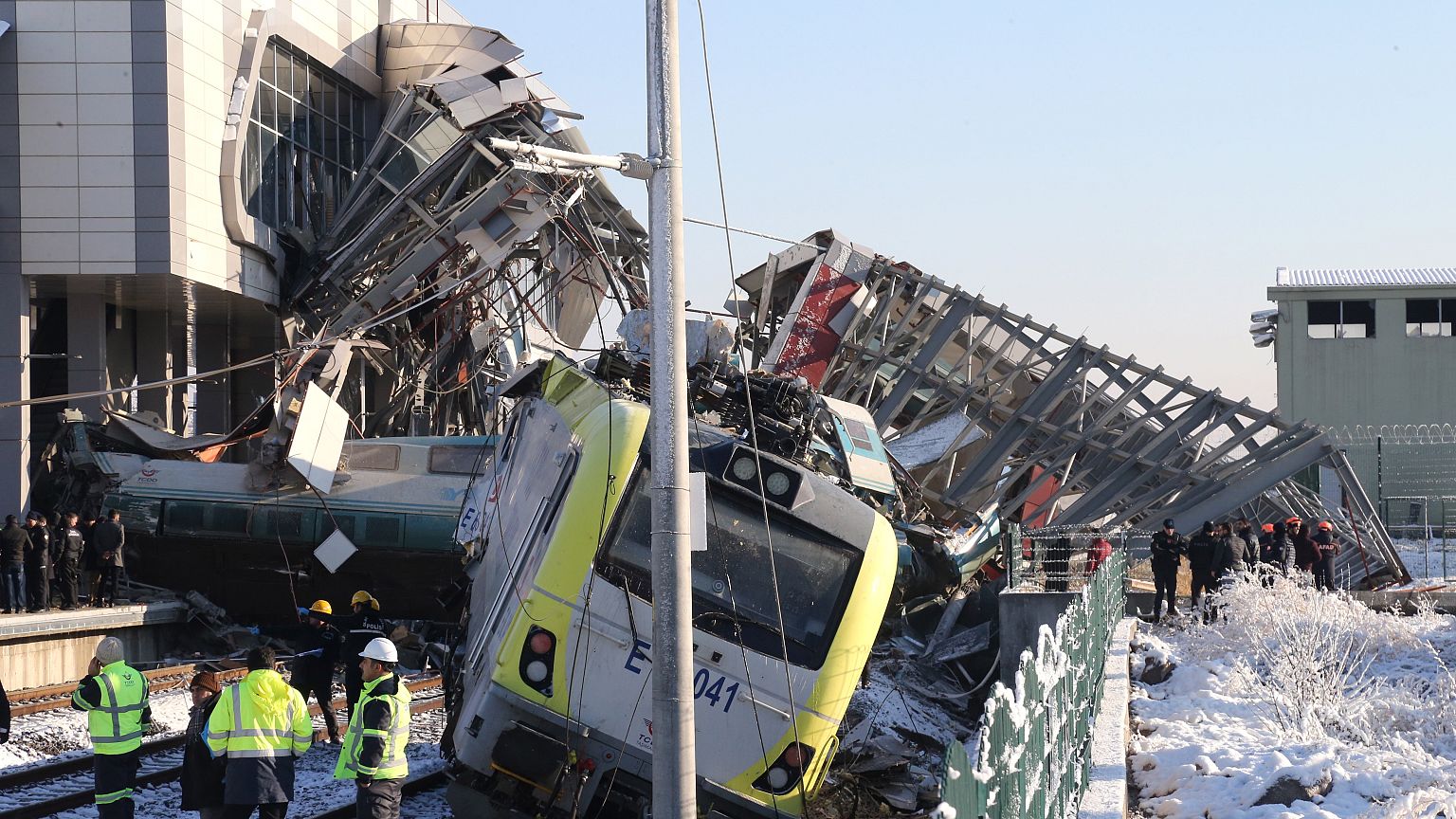 Image: The high-speed train derailed while traveling from Ankara to Turkey'