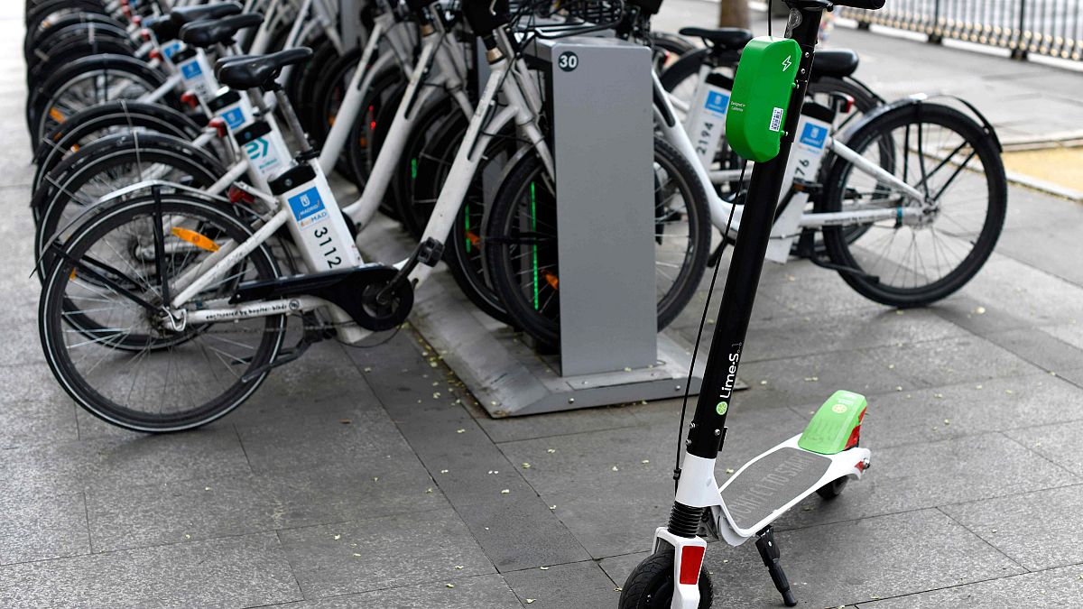 A Lime electric scooter-sharing service