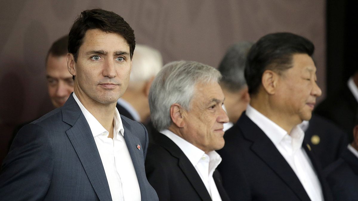 Image: Canadian Prime Minister Justin Trudeau, Chile's President Sebastian 