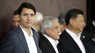 Image: Canadian Prime Minister Justin Trudeau, Chile's President Sebastian 
