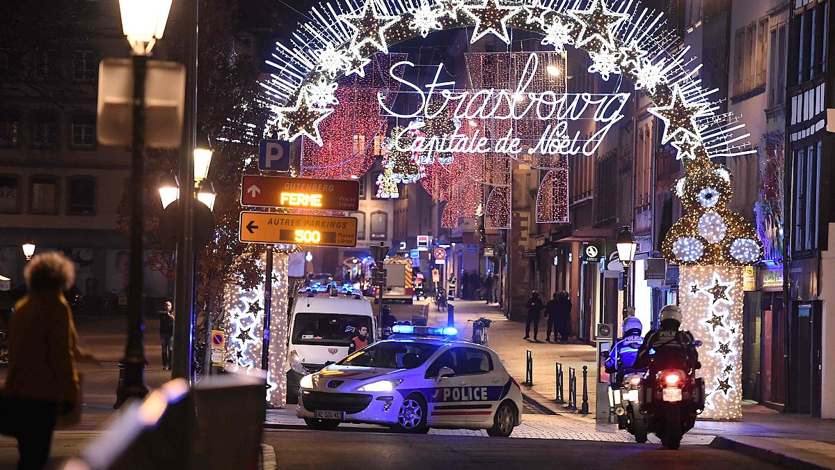 Image: A police car drives in the streets of Strasbourg, eastern France, af